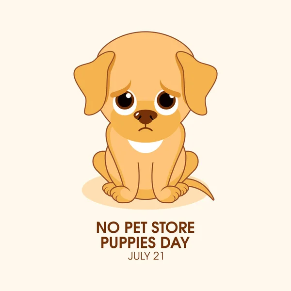 Pet Store Puppies Day Vector Sad Sitting Puppy Cartoon Character — Archivo Imágenes Vectoriales