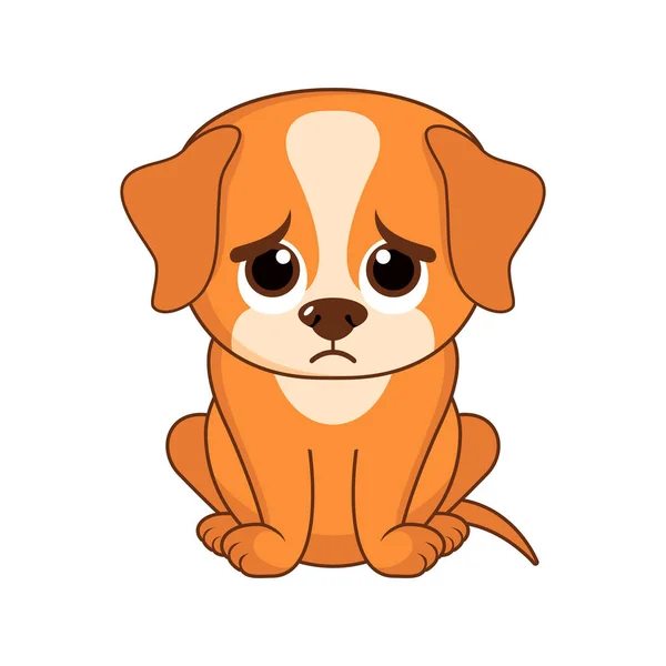 Sad Sitting Puppy Dog Cartoon Character Unhappy Little Dog Icon — стоковый вектор