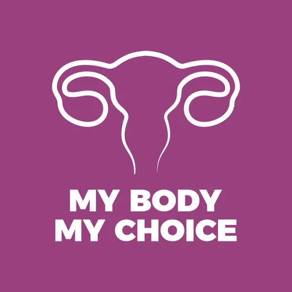 Body Choice Lettering Icon Vector Abortion Rights Protests Ovaries Symbol — Vetor de Stock