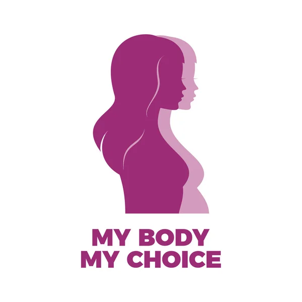 Body Choice Lettering Icon Vector Abortion Rights Protests Pregnant Woman — Vetor de Stock