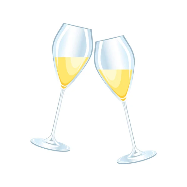 Two Glasses Champagne Celebratory Toast Icon Vector Glasses Champagne Icon — Stok Vektör
