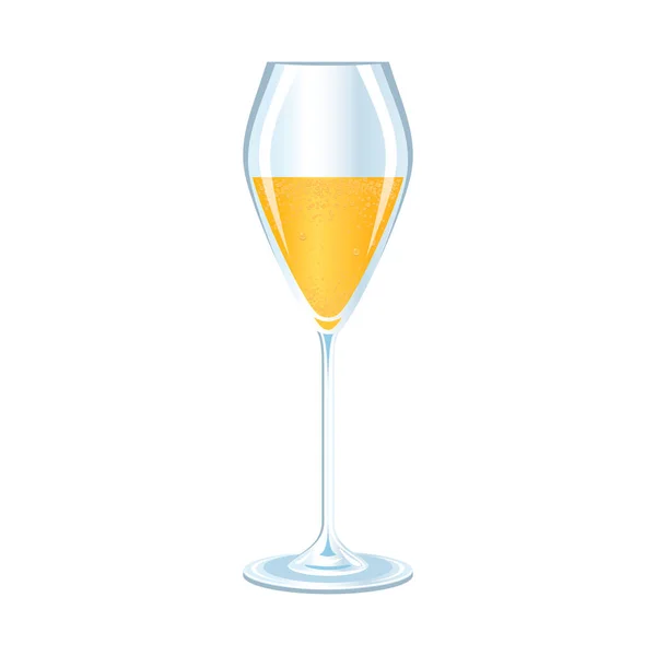 One Glass Sparkling White Wine Icon Vector Glass Champagne Icon — ストックベクタ