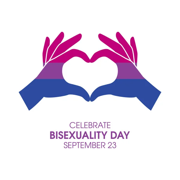 Celebrate Bisexuality Day Vector Hand Heart Love Gesture Bisexual Pride — Stok Vektör