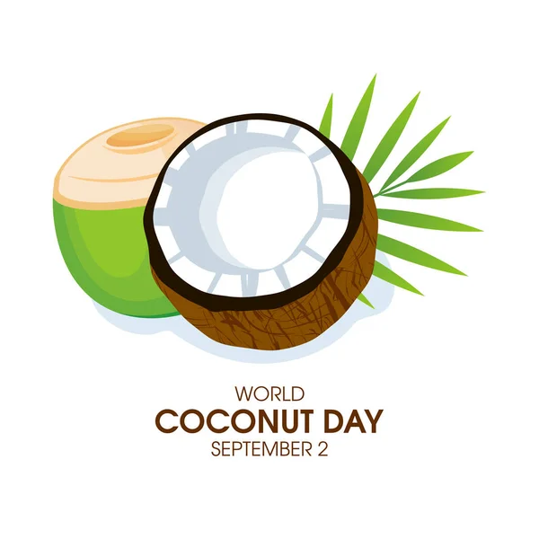 World Coconut Day Vector Halved Coconut Icon Vector Isolated White — Stockvector