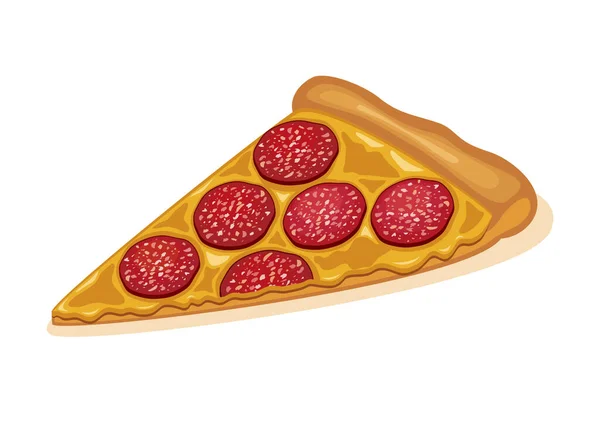 One Slice Pepperoni Pizza Icon Vector Slice Pizza Salami Cheese — Stockový vektor