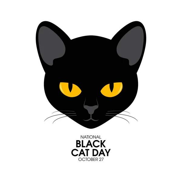 National Black Cat Day Vector Black Cat Head Yellow Eyes — стоковый вектор