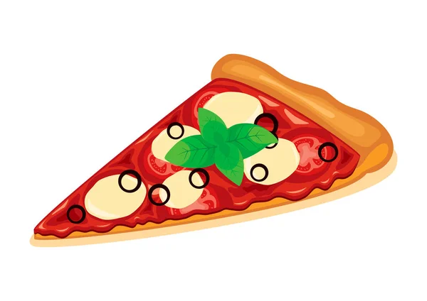 One Slice Vegetarian Pizza Margherita Icon Vector Slice Pizza Tomatoes — стоковый вектор