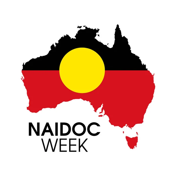 Αφίσα Εβδομάδα Naidoc Αυστραλιανό Διάνυσμα Σημαία Αβορίγινες Αυστραλία Silhouette Χάρτη — Διανυσματικό Αρχείο