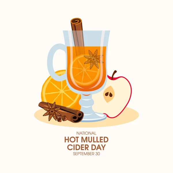 National Hot Mulled Cider Day Vector Hot Drink Apple Orange — ストックベクタ