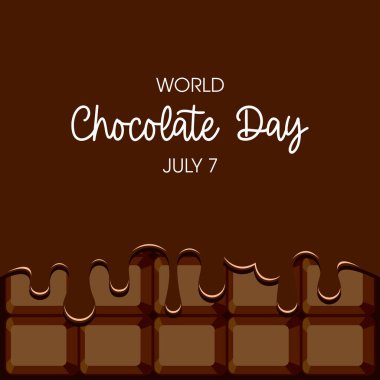World Chocolate Day sweet brown background vector. Chocolate melted background vector illustration. Flowing chocolate drawing. July 7. Important day
