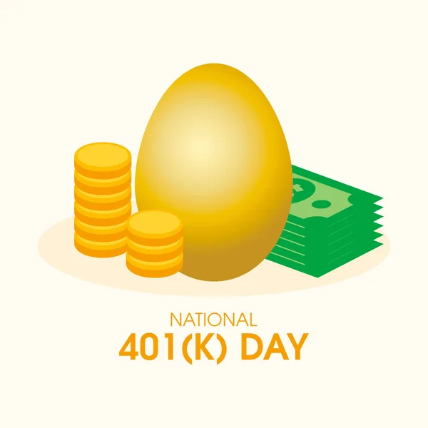 National 401 Day Vector Golden Egg Coins Banknotes Icon Vector — Wektor stockowy