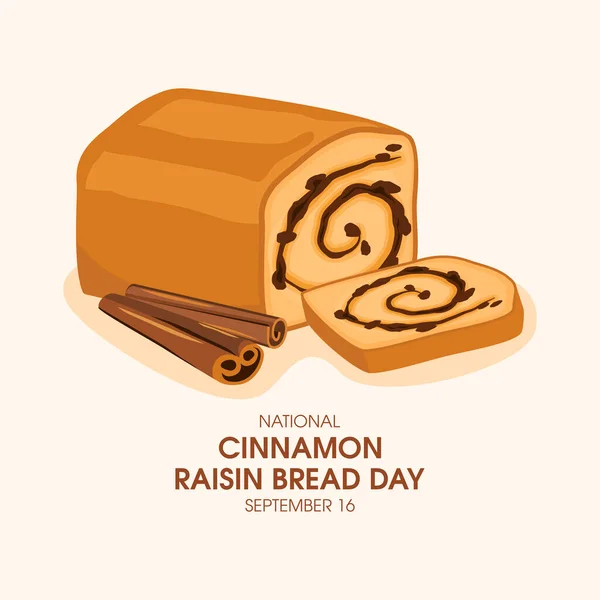 National Cinnamon Raisin Bread Day Солодкий Хліб Корицею Вектором Ікони — стоковий вектор