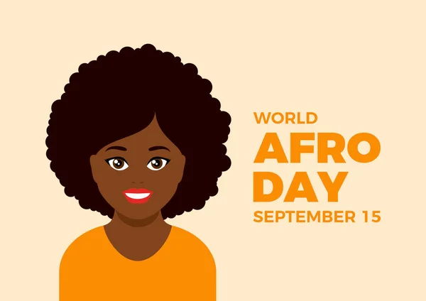 世界非洲日病媒 漂亮的非洲裔美国女人神通头像矢量 快乐的笑着的黑人女人与非洲发型矢量 9月15日重要的一天 — 图库矢量图片