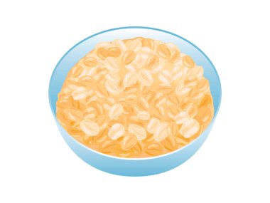 Bir kase yulaf ezmesi ikonu vektörü. Sağlıklı kahvaltı ikonu vektörü beyaz arka planda izole edilmiş. Yulaf gevreği kahvaltı tasarımı elementi