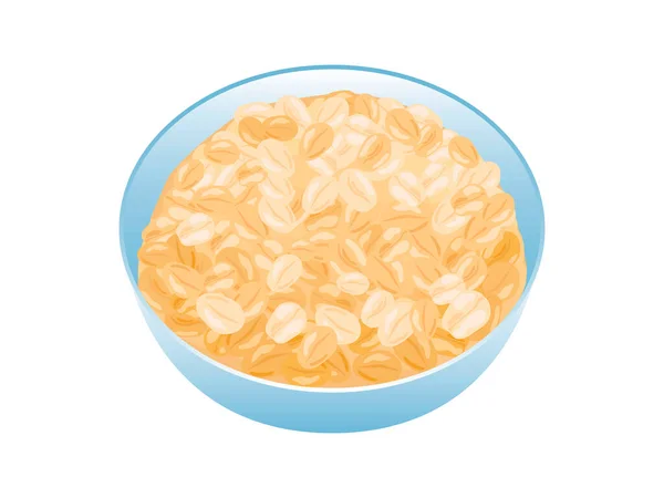 オートミールアイコンのベクトルのボウル 健康的なシリアル朝食アイコンベクトルは 白い背景に隔離されています フレーク朝食のデザイン要素で — ストックベクタ