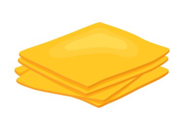 Sarı dilimlenmiş peynir ikonu vektörü. Beyaz arka planda izole edilmiş peynir dilimleri ikonu yığını. Süt ürünü çizimi