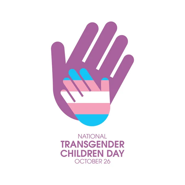 全国跨性别儿童日病媒 成人和儿童的手简单的图形图标矢量 跨性别儿童手工设计元素 十月二十六日重要的一天 — 图库矢量图片