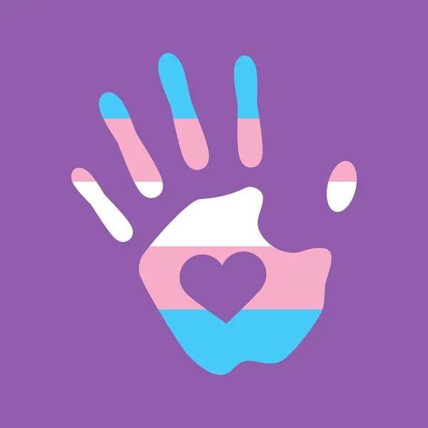 Cetakan Tangan Dengan Warna Vektor Ikon Kebanggaan Transgender Telapak Tangan - Stok Vektor