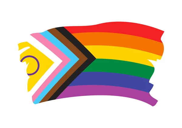 Progress Pride Flag Grunge Icoon Vector Lgbtqia Vooruitgang Penseel Vlag — Stockvector