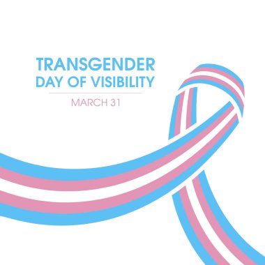 Transseksüel Görünürlük Günü vektörü. Transseksüel farkındalık kurdele ikonu beyaz arka planda izole edilmiş. Transseksüel toplum tasarım unsurunun sembolü. 31 Mart. Önemli bir gün.