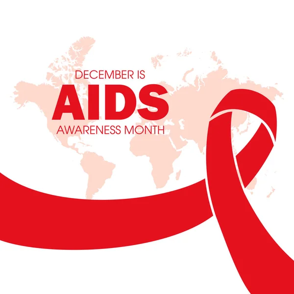 Prosinec Vektor Měsíce Povědomí Aids Červená Stuha Povědomí Aids Světová — Stockový vektor
