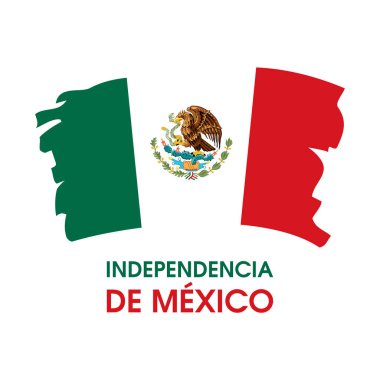 Meksika ikon vektörünün bağımsızlığı. Independencia de Mxico posteri. Grunge of Mexico tasarım elementi beyaz arka planda izole edildi. Dalgalı boya fırçası Meksika Bayrağı ikon vektörü. Önemli bir gün.