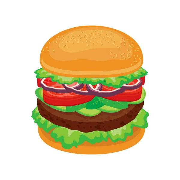 Deliciosa Hamburguesa Vegetariana Fresca Con Verduras Vector Icono Hamburguesa Basada — Vector de stock