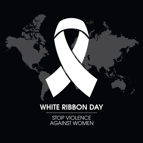 Bílá Stuha Den Plakát Symbolem Násilí Vektor Povědomí Bílá Stuha — Stockový vektor