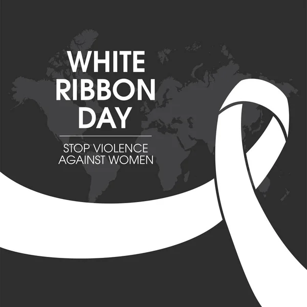 Cartaz Dia Fita Branca Com Vetor Símbolo Consciência Violência Fita —  Vetores de Stock