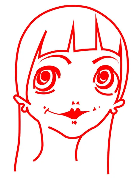 Sketch Face Cartoon Girl Vector — Stock Vector