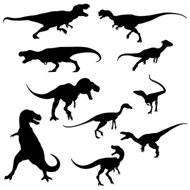 Dinozor siluet - vektör görüntü kümesi