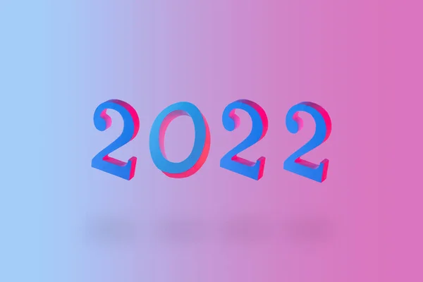 Yeni yıl 2022. Parlak renkli sayılar. Asgari konsept.