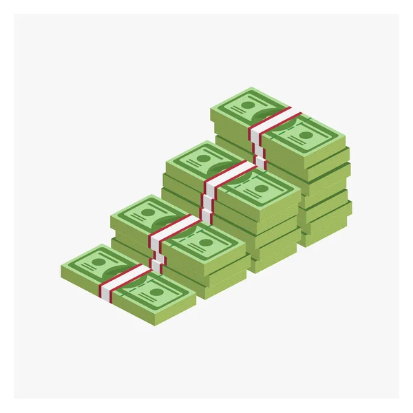 Wads Money Steps Levels Vector Illustration — Stock Vector
