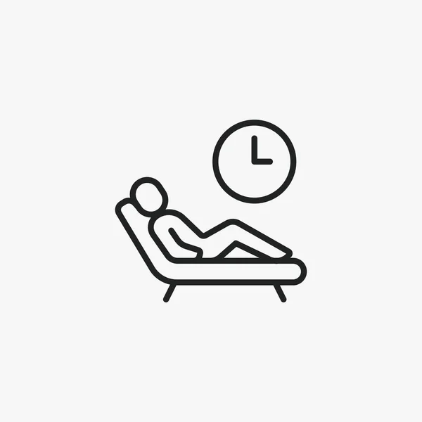 Chaise Lounge Tiempo Viaje Icono Vector Humano — Vector de stock