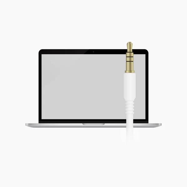 Laptop Jack Cable Wire Vector Illustration — 스톡 벡터