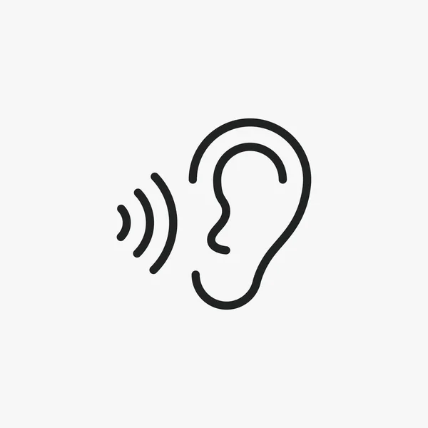 Ear Listen Noise Voice Vector Sign Icon — Stockový vektor