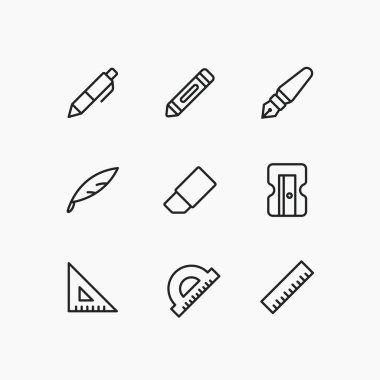 Okul Ofisi Araçları vektör simgeleri ayarlandı