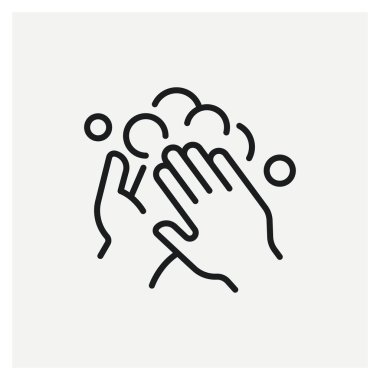 Sabun köpüğü hijyen Coronavirus ikon vektörüyle el yıkama