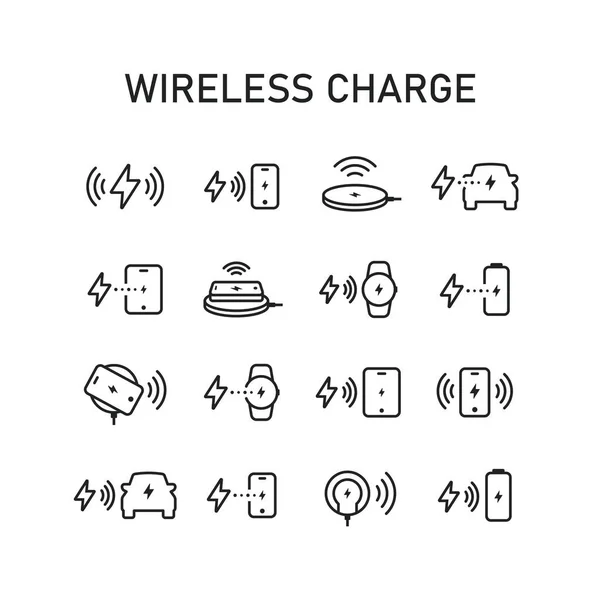 Draadloze Oplader Telefoon Tablet Smart Watch Adapter Elektrische Auto Vector — Stockvector