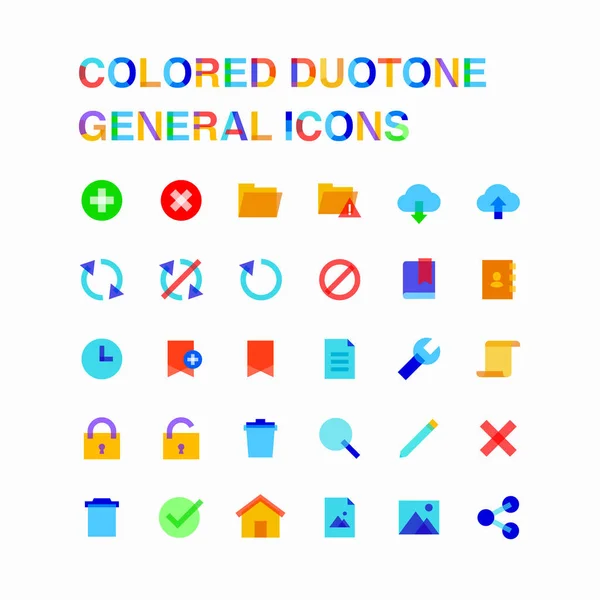 Iconos Generales Colores Icono Signo Vector Duotone — Vector de stock