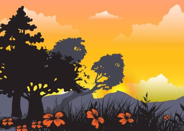 Ağaç silueti arkaplan vektörü