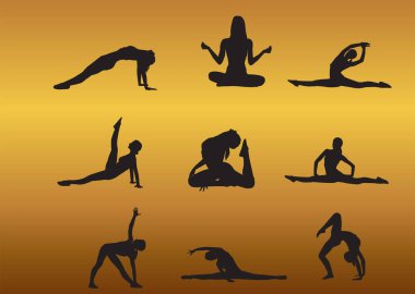 Kadın yogası siluet vektörü oluşturur