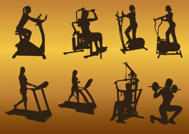 Kadın fitness siluet vektörü