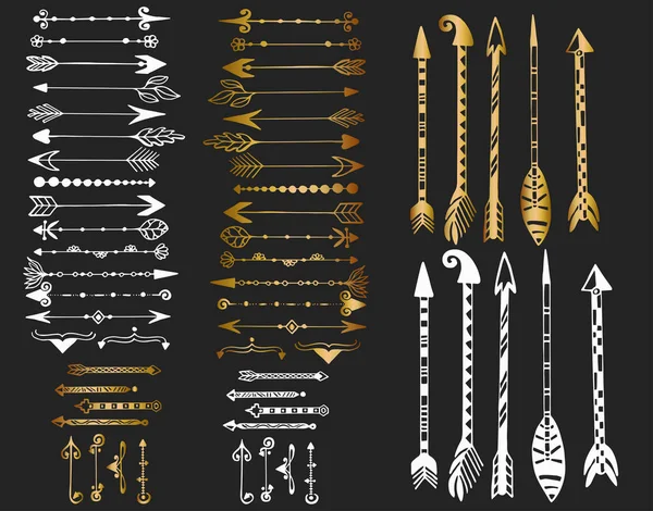 Set Gouden Tattoo Pijlen — Stockvector