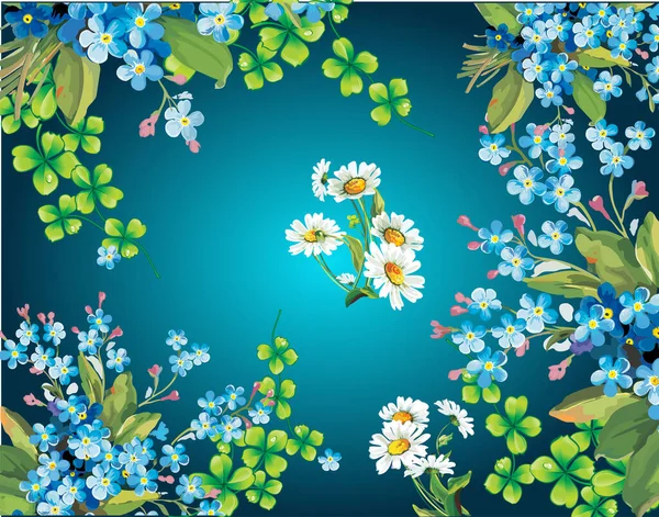 Цветочные Цветы Голубом Фоне — стоковый вектор