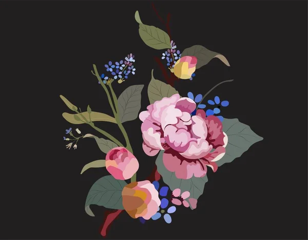 Kwiat Malarstwo Elegancki Kolorowy Vintage Design — Wektor stockowy