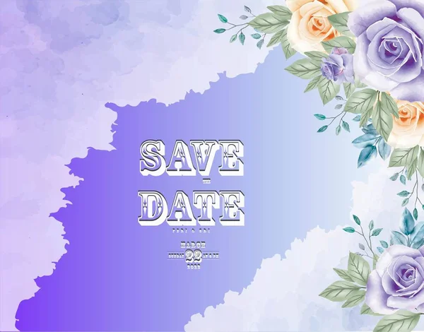 Purple Flower Background Wedding Card Vector — Vector de stock