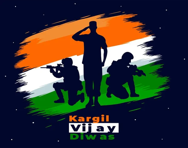 El çizimi Kargil Vijay Diwas Illustrated with Indian flag