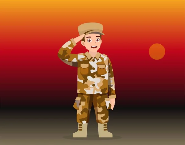 Army Captain Icon Cartoon Character Sketch — Stock Vector