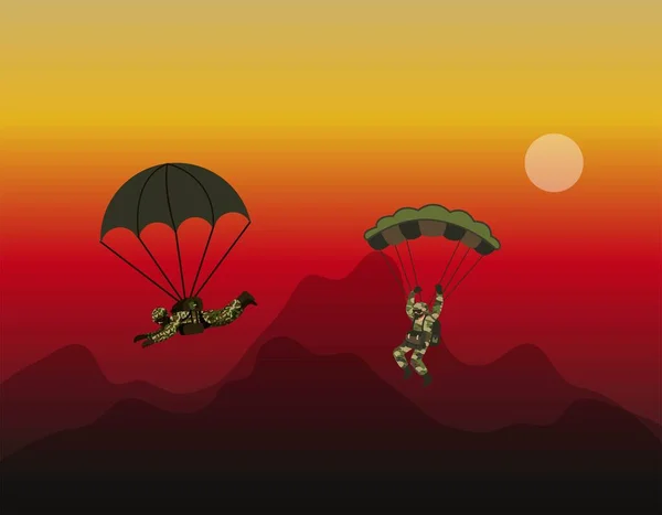 Paraşüt askeri ikon dinamik çizgi film ana hatları